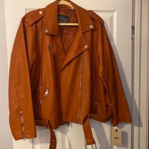 Faux leather moto jacket